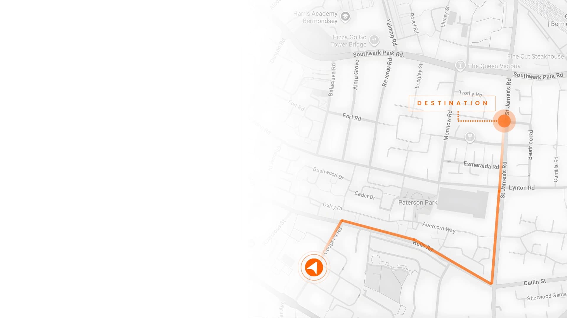 Recovery route map showing an operator en route to your location